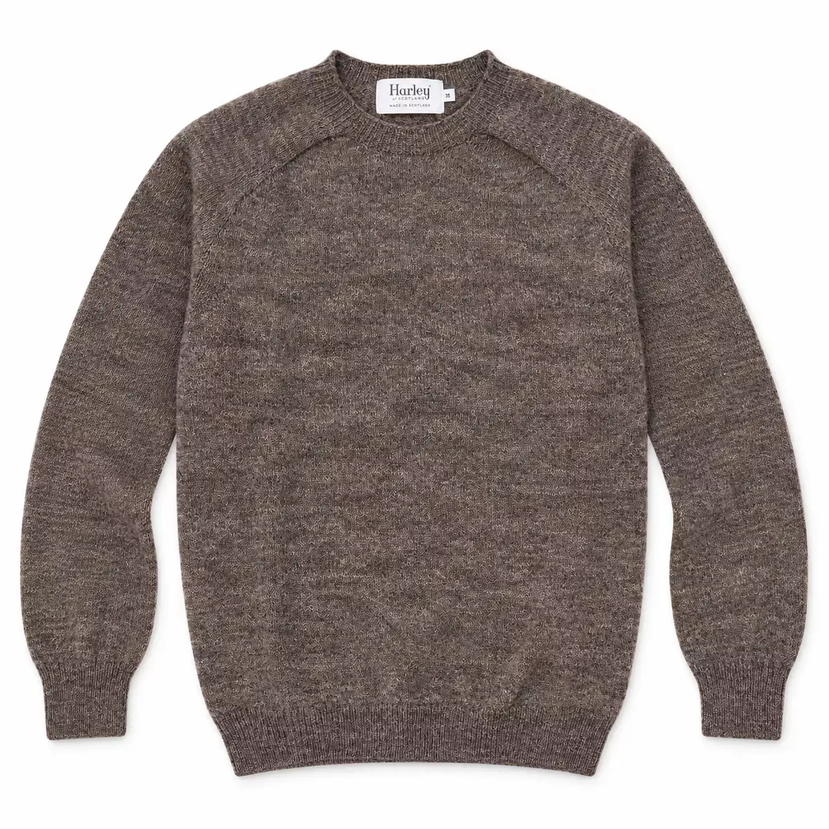Harley of Scotland Shetland-Pullover Herren Hellbraun meliert – Vorderansicht